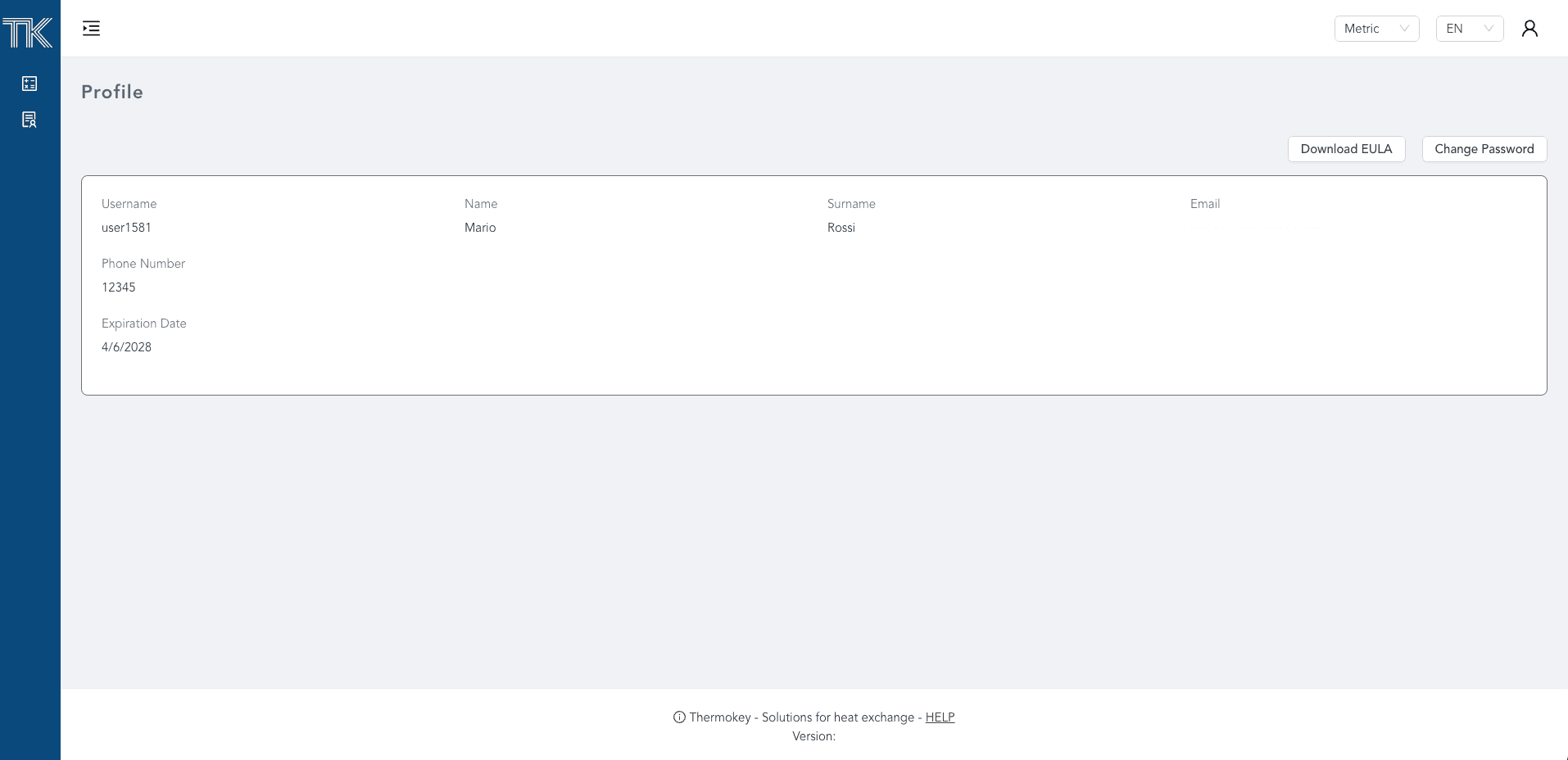 Pagina profilo utente